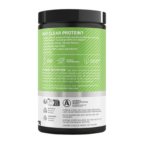 Optimum Nutrition Clear Protein 100% Plant Protein Isolate 280g - Lime Sorbet