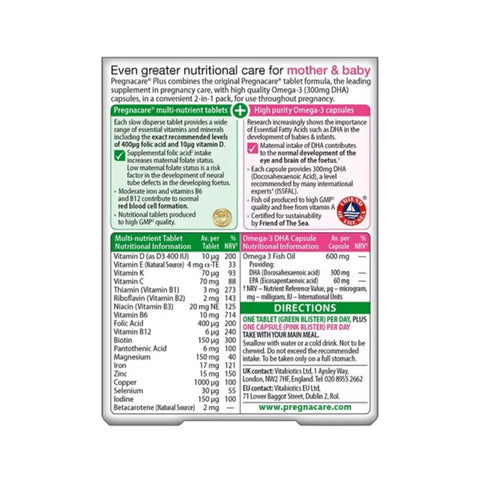 Vitabiotics Pregnacare Plus Omega-3 - 28 Vitamin & Mineral Tablets + 30 Omega-3 Capsules